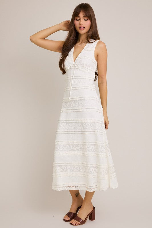 European Summer Lace Midi Dress