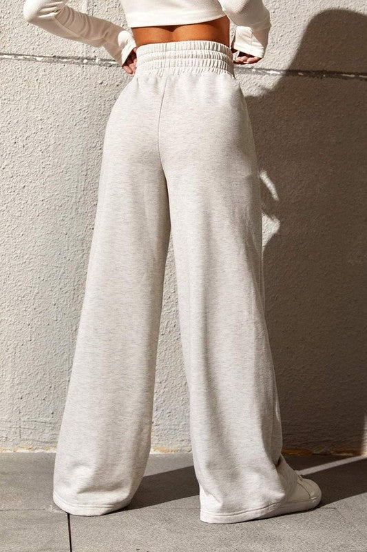Pleated Beige Sweatpants