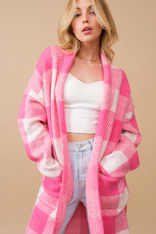 Pink Buffalo Plaid Cardigan