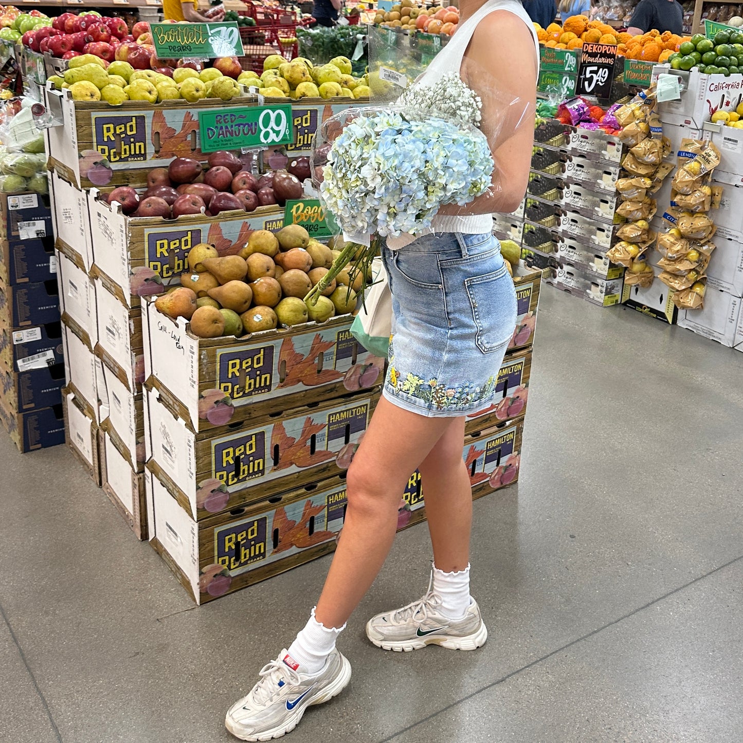 Floral Embroidered Denim Shorts