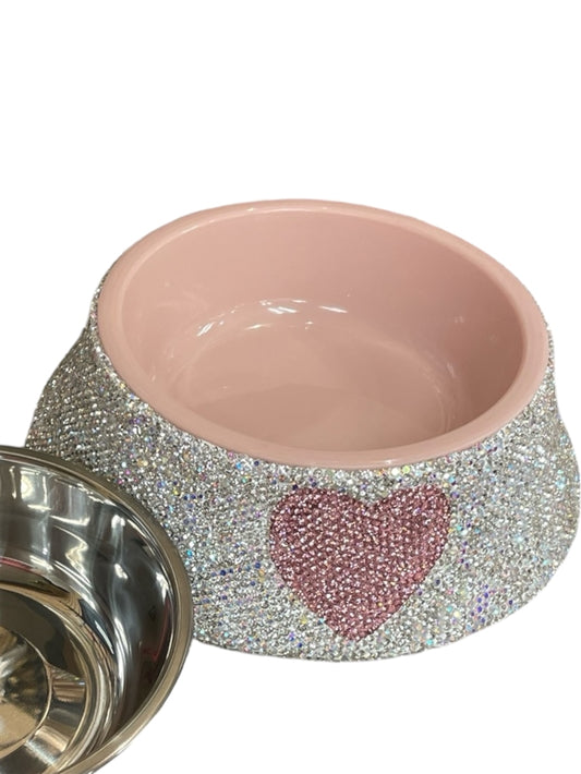 Bling Heart Doggy Bowl