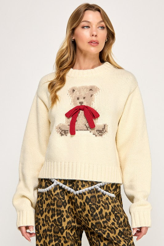 Teddy Bear Bow Sweater