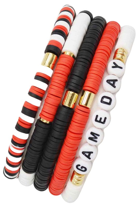 Red and Black Game Day Bracelet Set