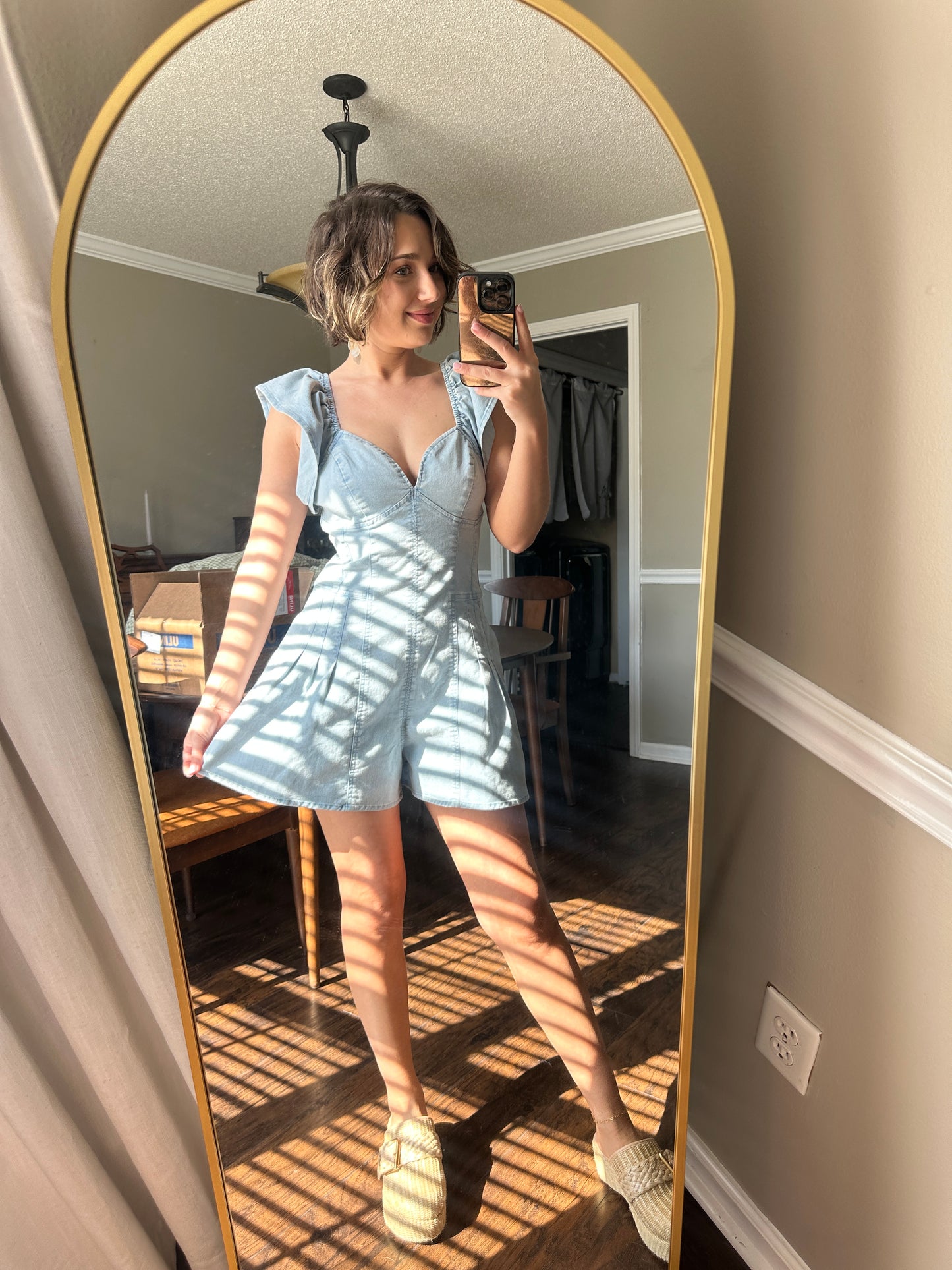 Sweetheart Ruffle Sleeve Romper