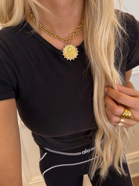 Waterproof Coin Necklace by Chan Sutt Pearls