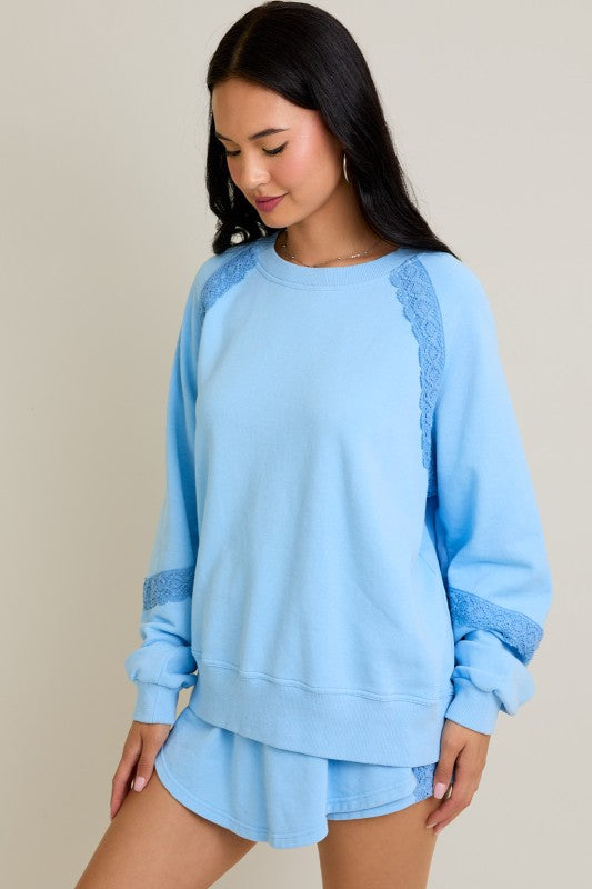 Lace Trim Sweatshirt