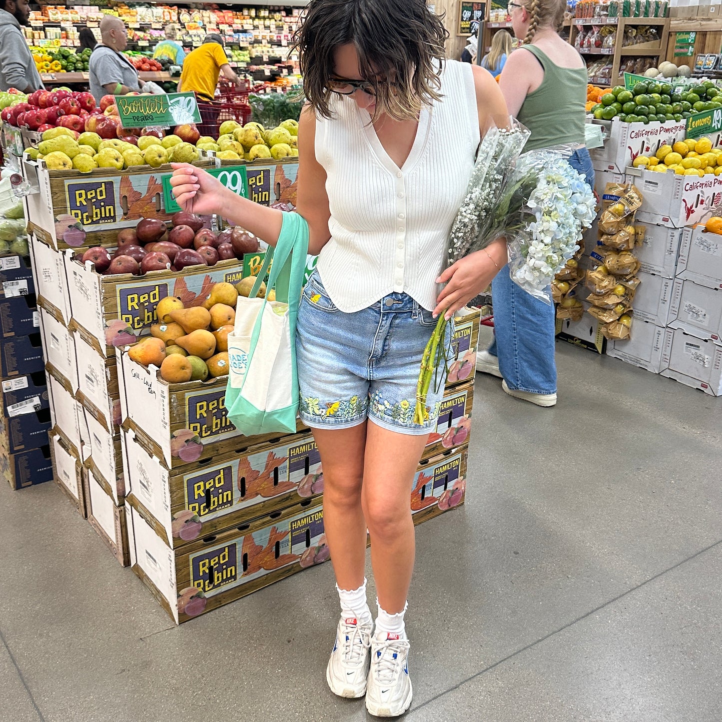 Floral Embroidered Denim Shorts