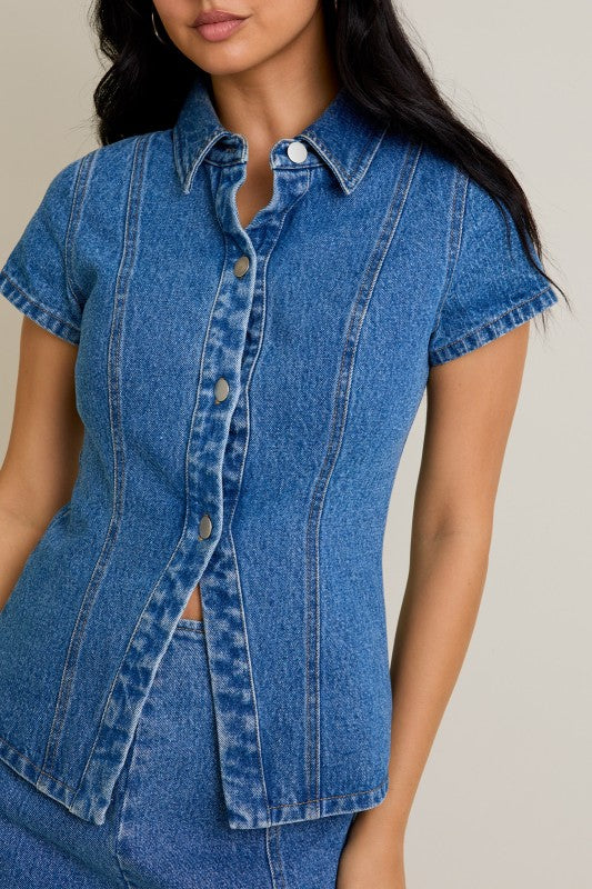 Denim Button Up Top