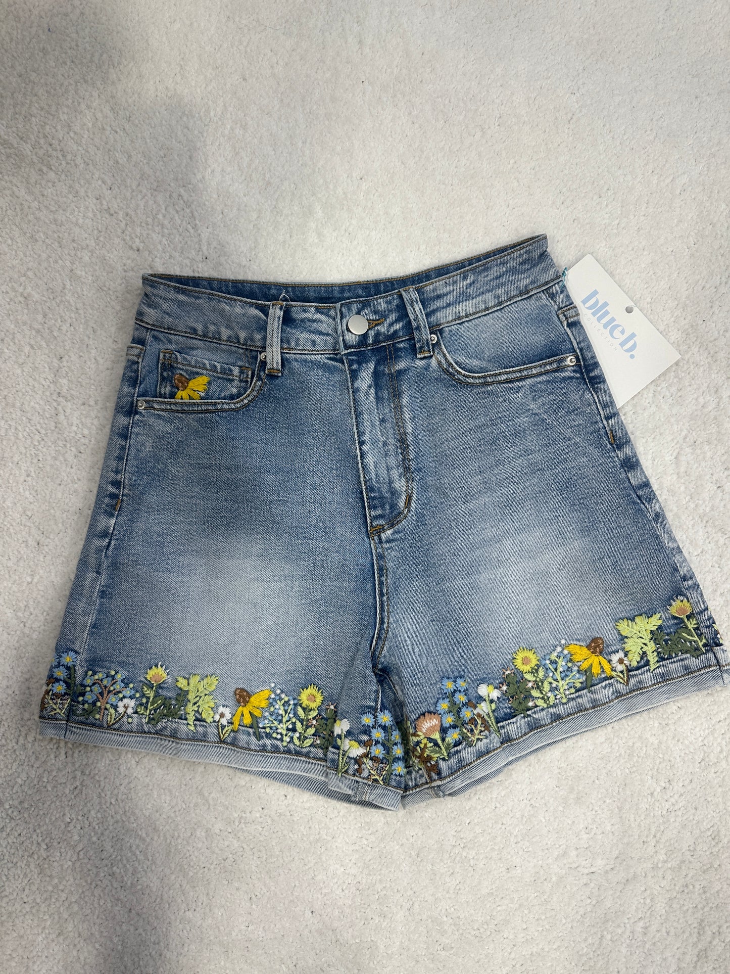 Floral Embroidered Denim Shorts
