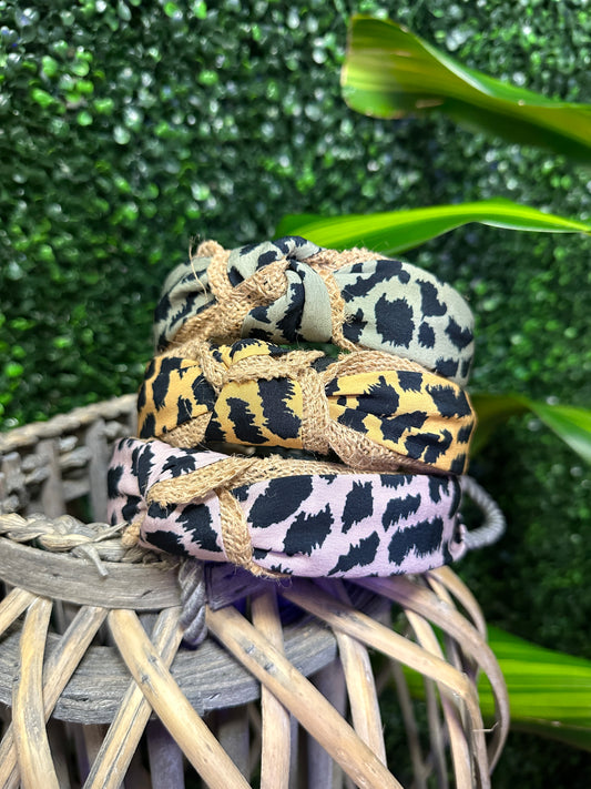 Cheetah Burlap Headband