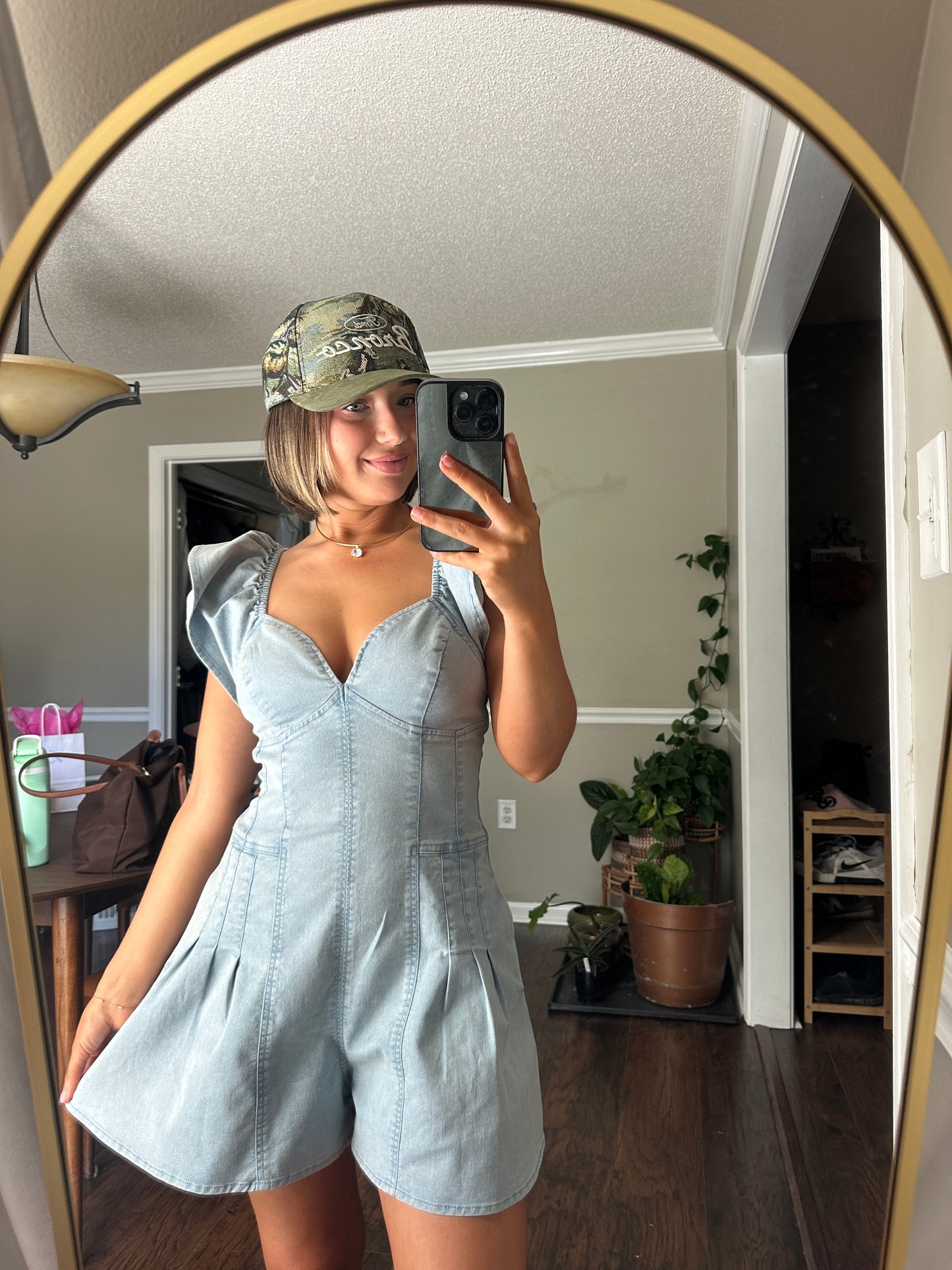 Sweetheart Ruffle Sleeve Romper