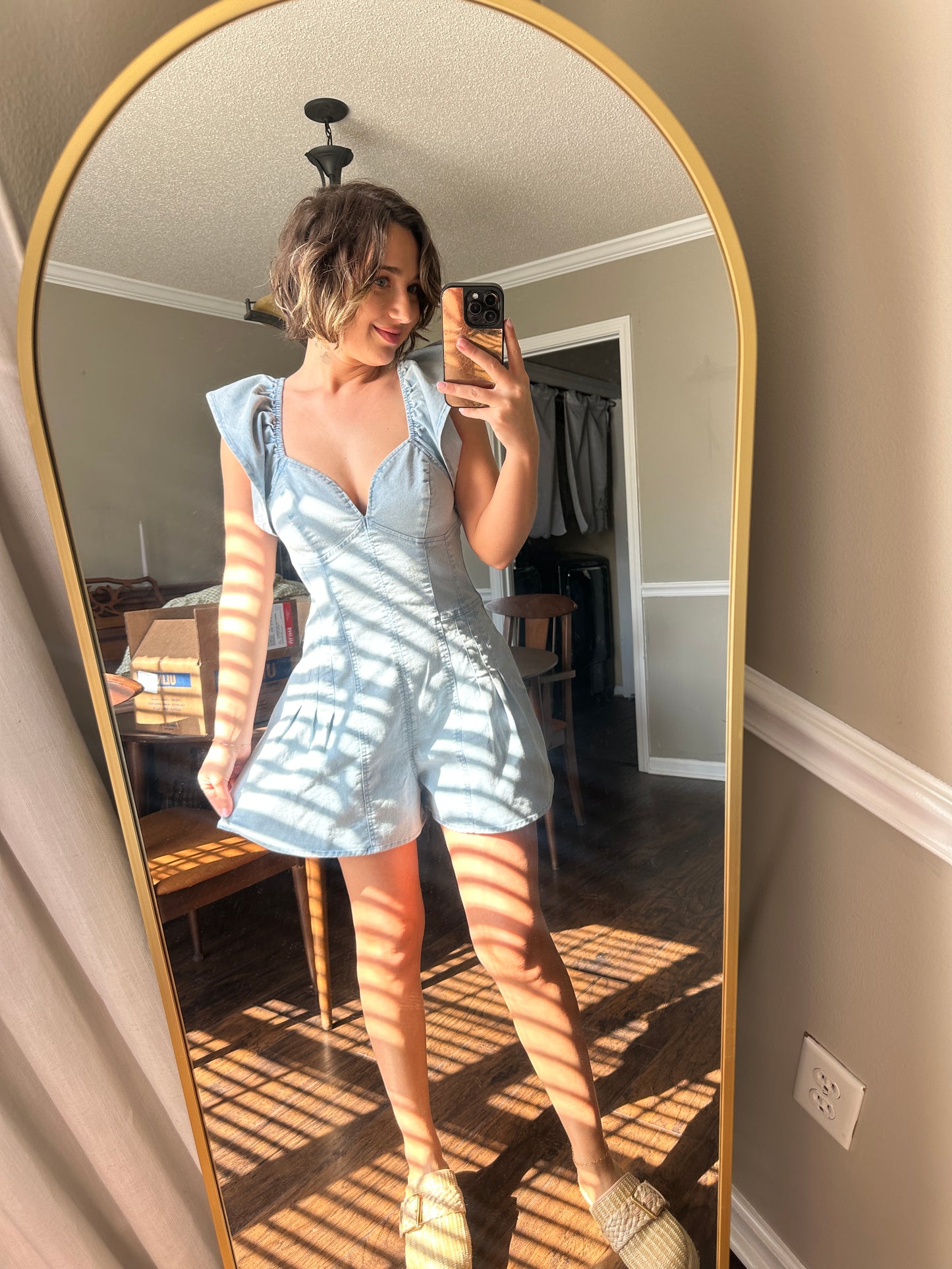 Sweetheart Ruffle Sleeve Romper